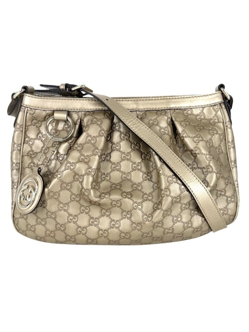Gucci Handbag Sukey Guccissima Metallic Shoulder Crossbody Hobo Tote Leather